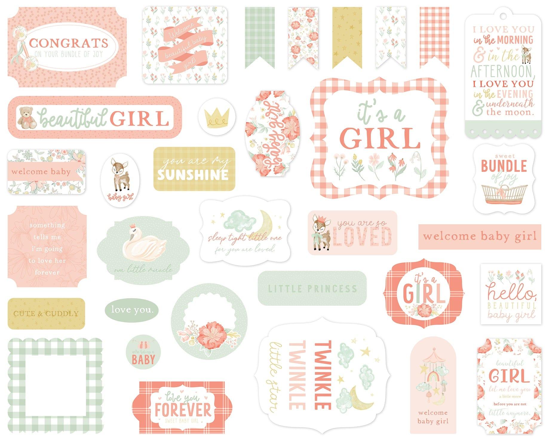 It's A Girl Collection 5 x 5 Scrapbook Ephemera Die Cuts by Echo Park Paper - Scrapbook Supply Companies