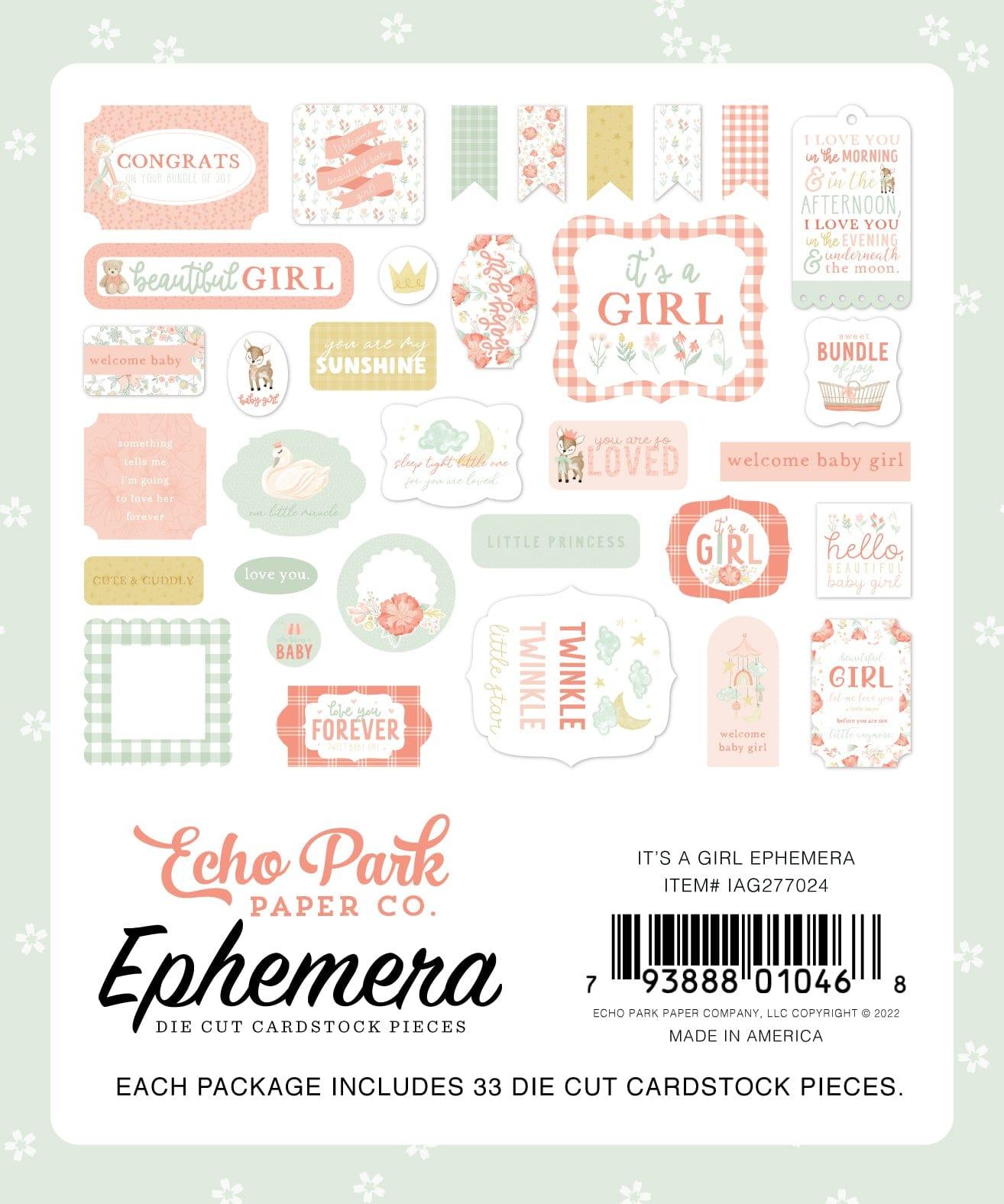 It's A Girl Collection 5 x 5 Scrapbook Ephemera Die Cuts by Echo Park Paper - Scrapbook Supply Companies