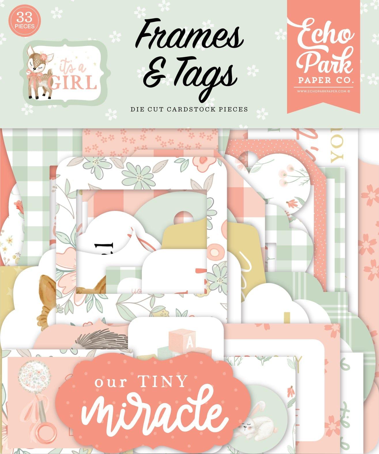It's A Girl Collection 5 x 5 Scrapbook Tags & Frames Die Cuts by Echo Park Paper - Scrapbook Supply Companies