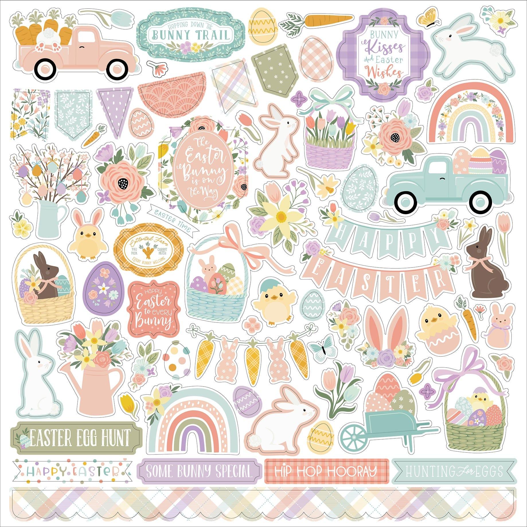 It's Easter Time Collection 12 x 12 Scrapbook Sticker Sheet by Echo Park Paper - Scrapbook Supply Companies