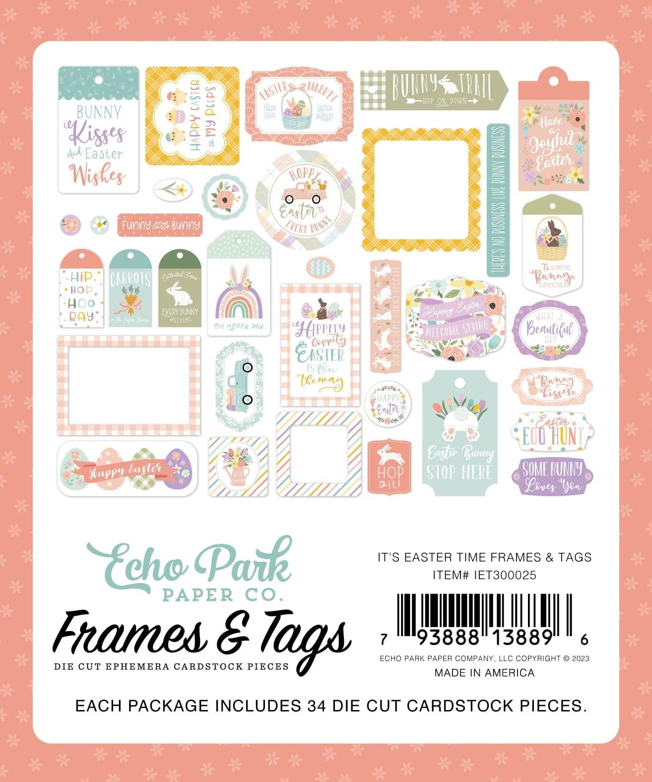 It's Easter Time Collection 5 x 5 Scrapbook Tags & Frames Die Cuts by Echo Park Paper - Scrapbook Supply Companies