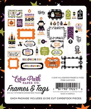 I Love Halloween Collection 5 x 5 Frames & Tags Die Cut Scrapbook Embellishments by Echo Park Paper - Scrapbook Supply Companies