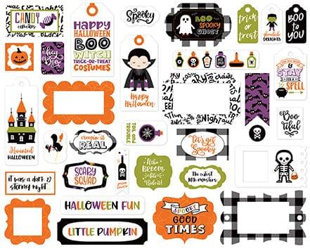 I Love Halloween Collection 5 x 5 Frames & Tags Die Cut Scrapbook Embellishments by Echo Park Paper - Scrapbook Supply Companies