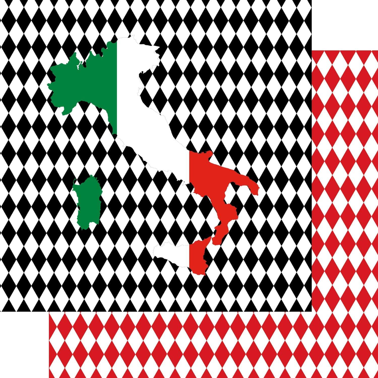 Italy Collection Italy Map 12 x 12 Double-Sided Scrapbook Paper by SSC Designs
