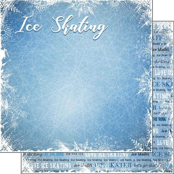 Winter Adventure Collection Ice Skating 12 x 12 Double-Sided Scrapbook Paper by Scrapbook Customs - Scrapbook Supply Companies