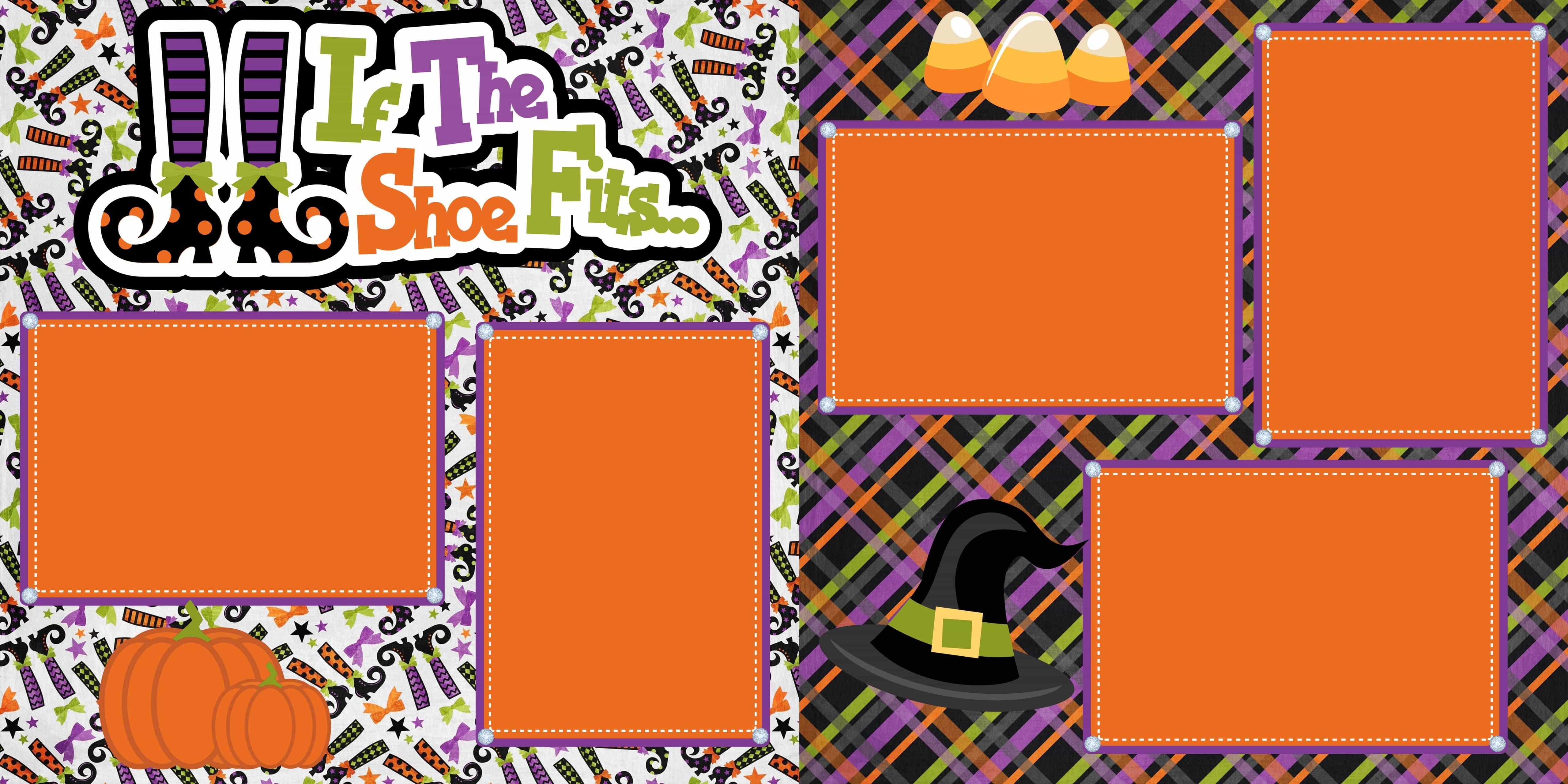 If The Shoe Fits Halloween (2) - 12 x 12 Premade, Printed Scrapbook Pages by SSC Designs