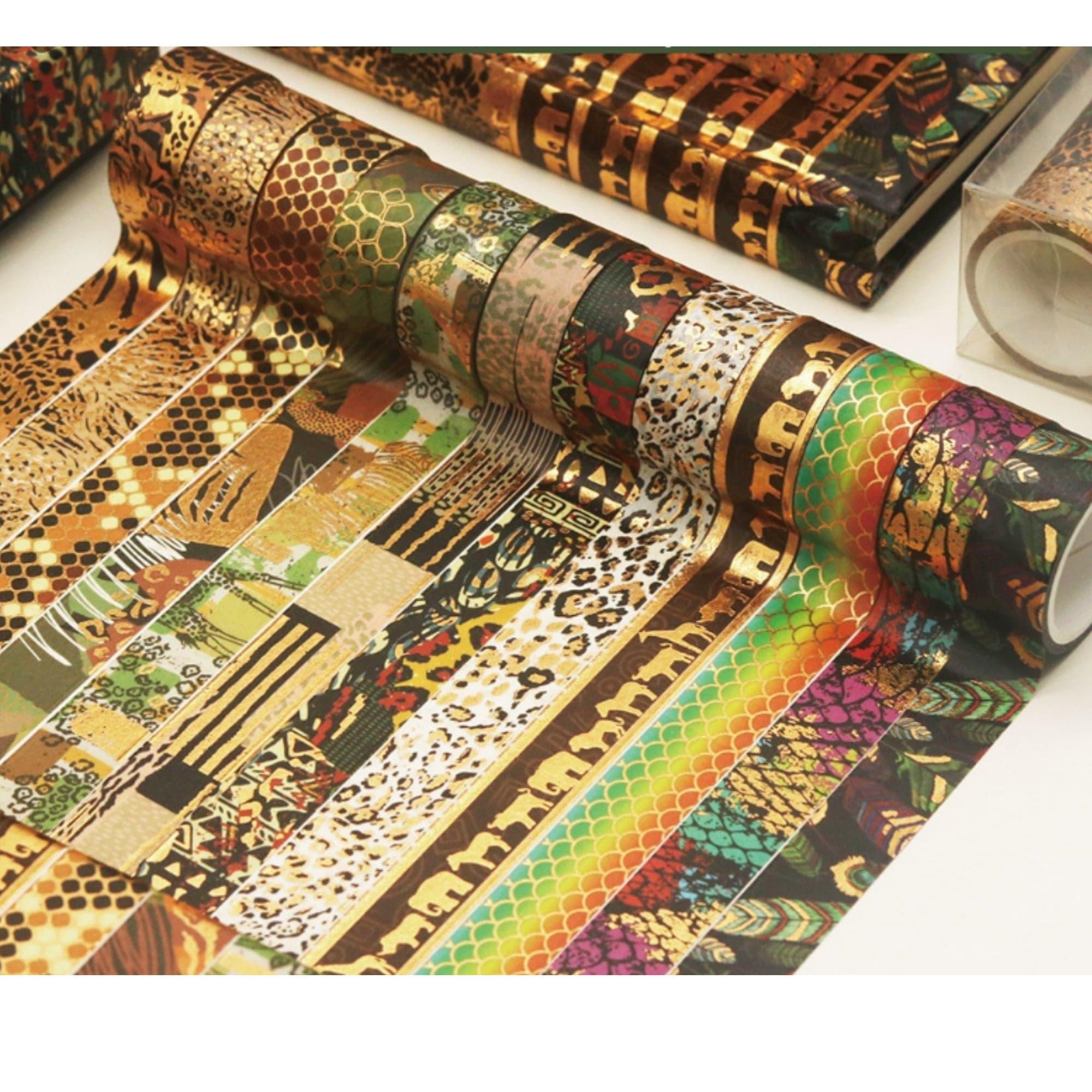 TW Collection Animal Print Gold Foil Washi Tape by SSC Designs - 12 Rolls (15mm x 9 Feet each)