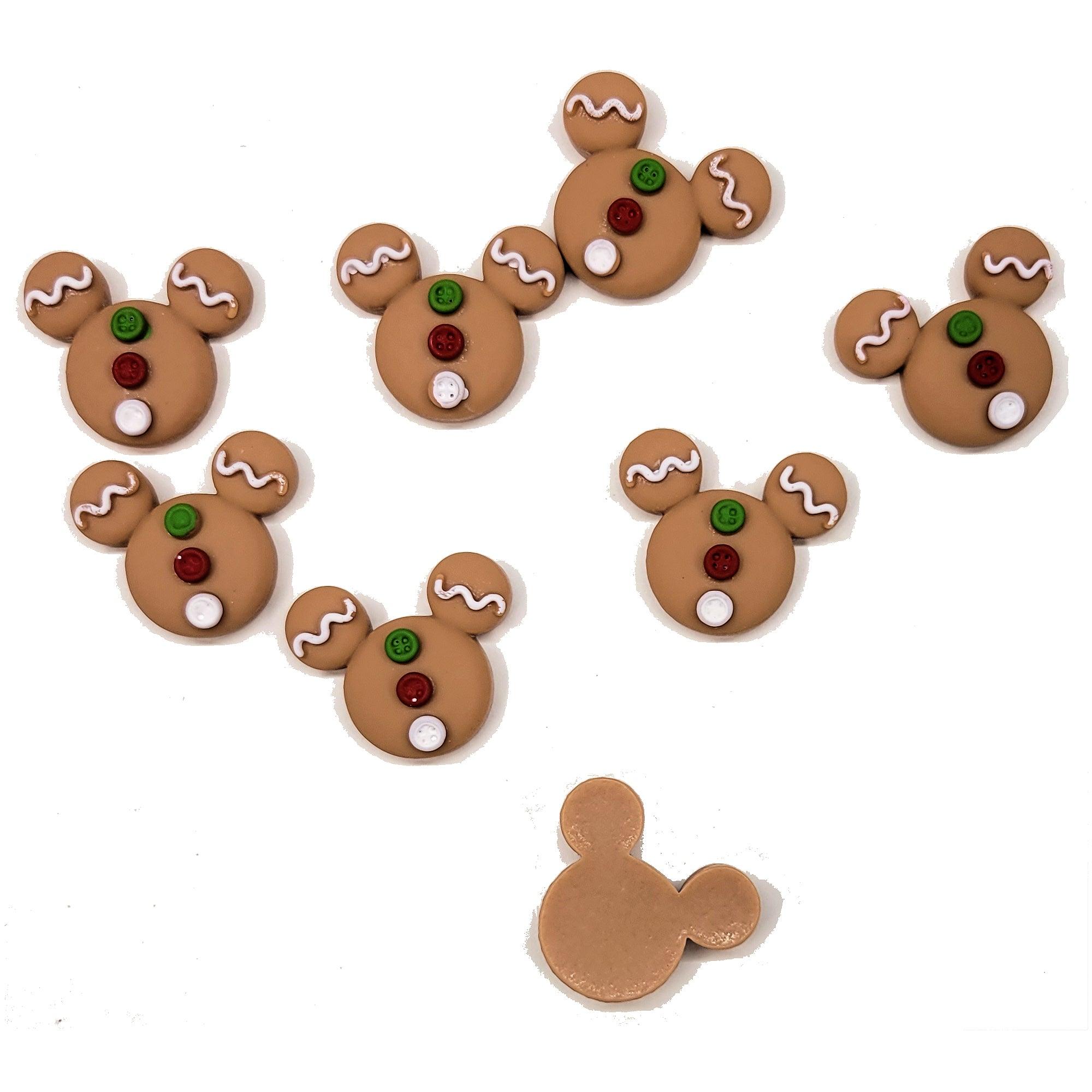 Disneyana Collection Gingerbread Mouse Ears Flatback Scrapbook Buttons by SSC Designs - 8 Pieces