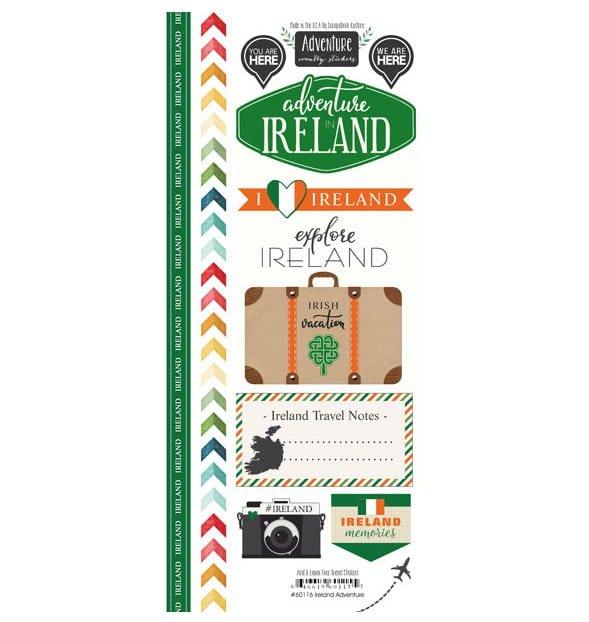 Travel Adventure Collection Ireland Adventure 6 x 12 Scrapbook Sticker Sheet by Scrapbook Customs - Scrapbook Supply Companies