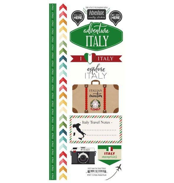 Travel Adventure Collection Italy Adventure 6 x 12 Scrapbook Sticker Sheet by Scrapbook Customs - Scrapbook Supply Companies