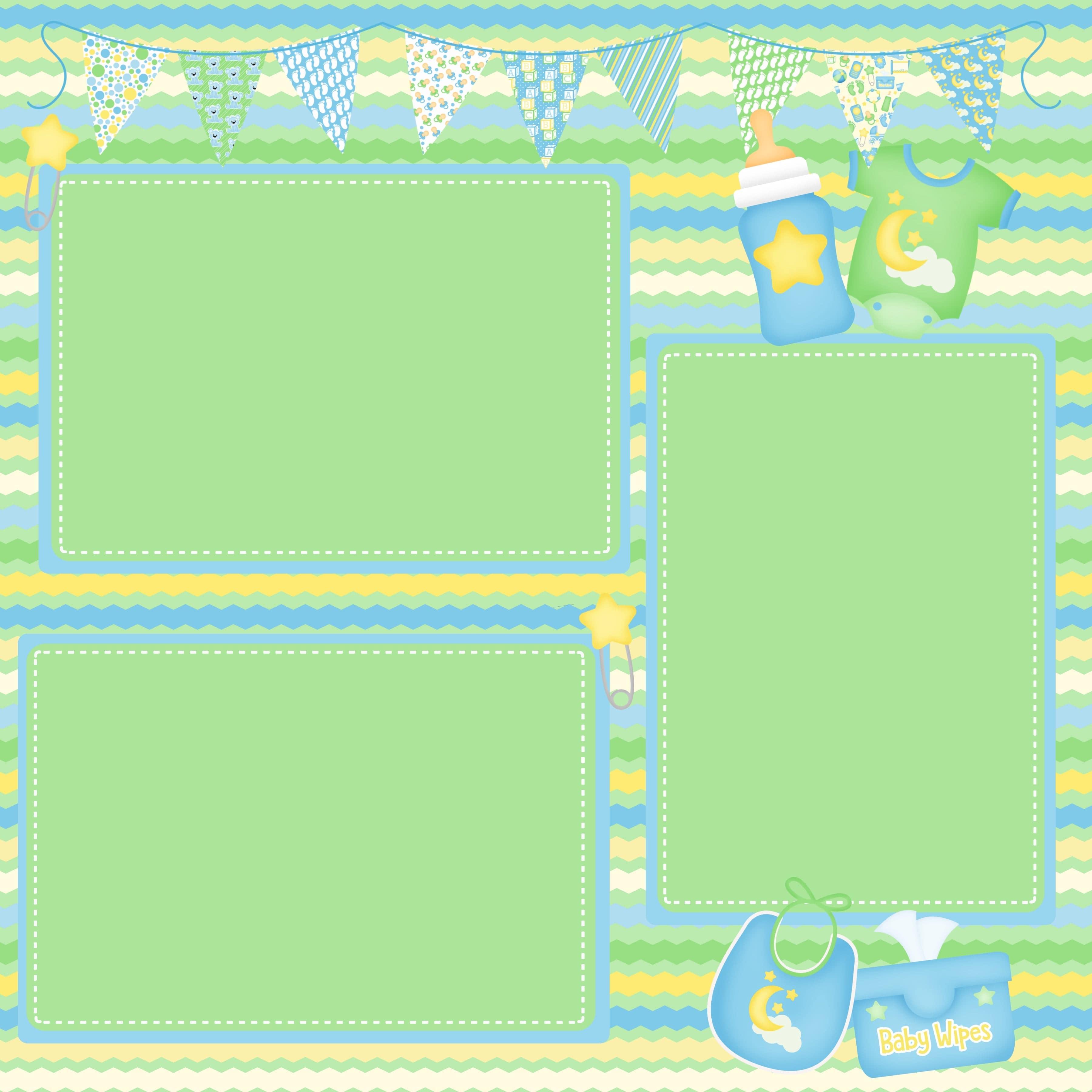 It's A Boy Collection **Custom** Baby Boy (2) - 12 x 12 Premade, Printed Scrapbook Pages by SSC Designs - Scrapbook Supply Companies