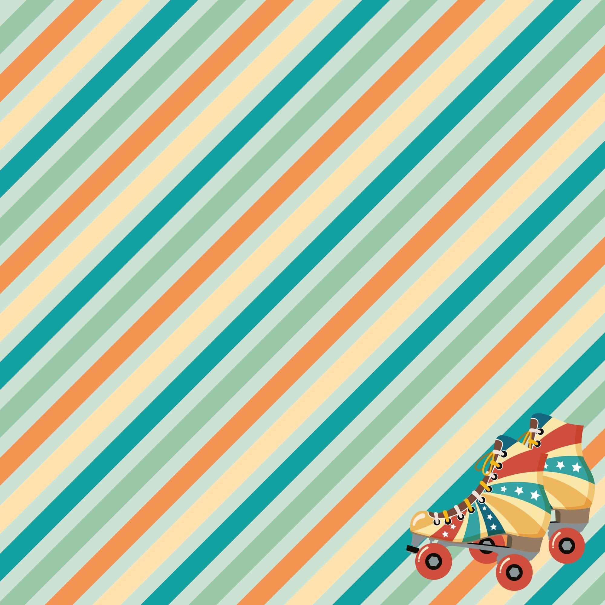 Just Fun Collection Roller Skating 12 x 12 Double-Sided Scrapbook Paper by SSC Designs - Scrapbook Supply Companies