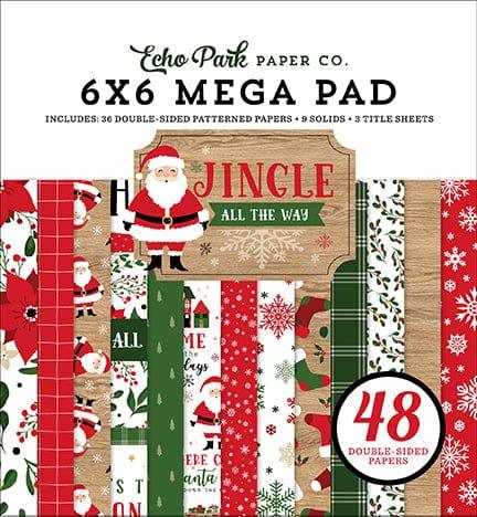 Jingle All The Way Collection 6 x 6 Mega Paper Pad by Echo Park Paper - 48 Double-Sided Papers - Scrapbook Supply Companies