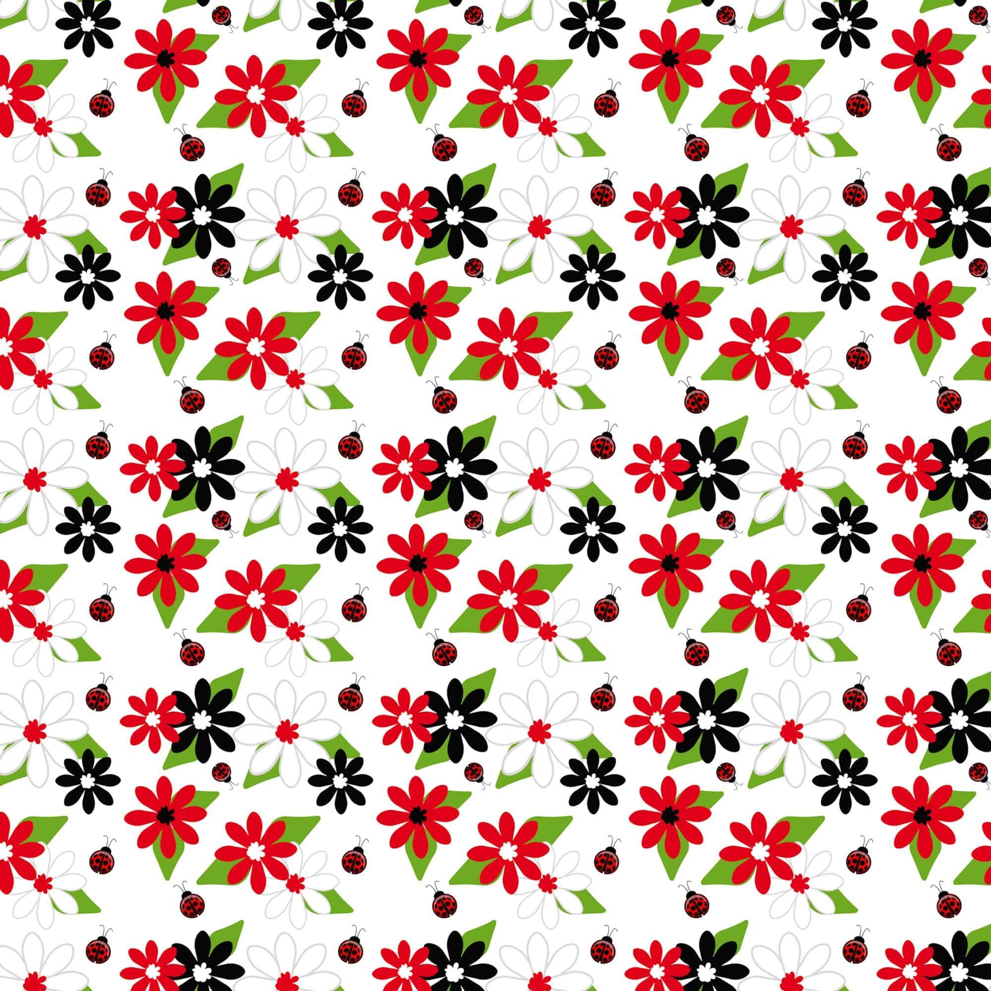 Ladybug Love Collection Perfect Plaid 12 x 12 Double-Sided Scrapbook Paper by SSC Designs