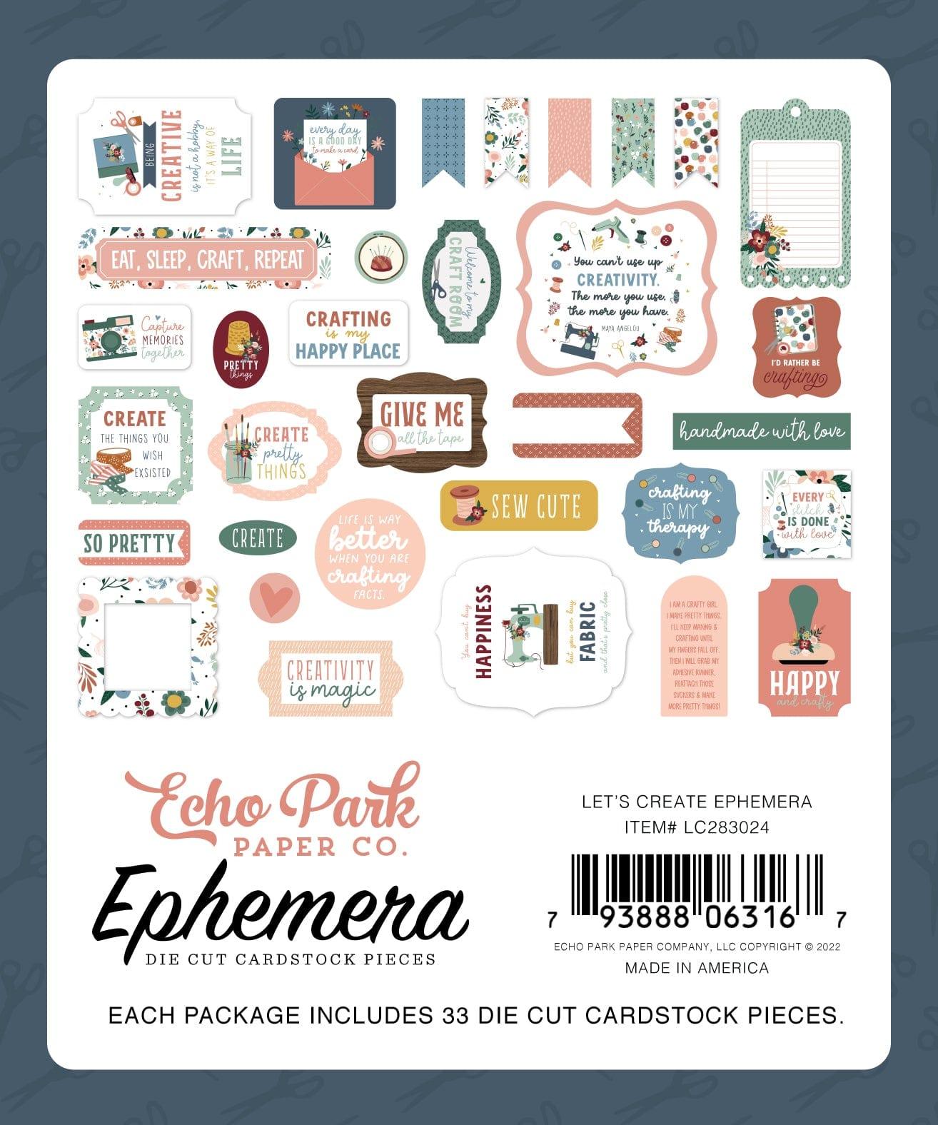 Let's Create Collection 5 x 5 Scrapbook Ephemera Die Cuts by Echo Park Paper - Scrapbook Supply Companies