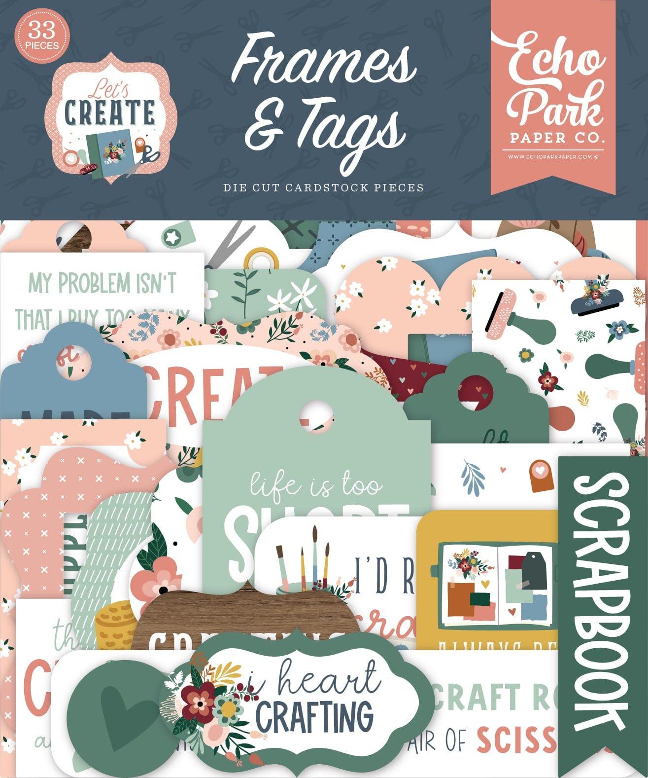 Let's Create Collection 5 x 5 Scrapbook Tags & Frames Die Cuts by Echo Park Paper - Scrapbook Supply Companies