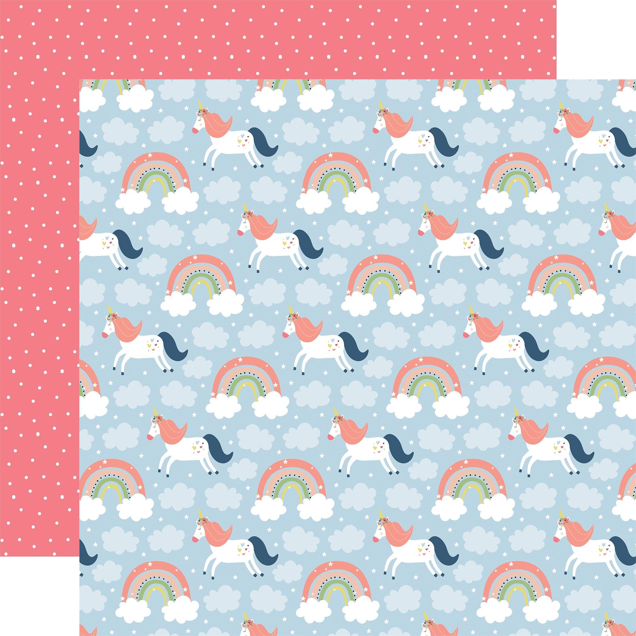Little Dreamer Girl Collection Riding Rainbows 12 x 12 Double-Sided Scrapbook Paper by Echo Park Paper - Scrapbook Supply Companies