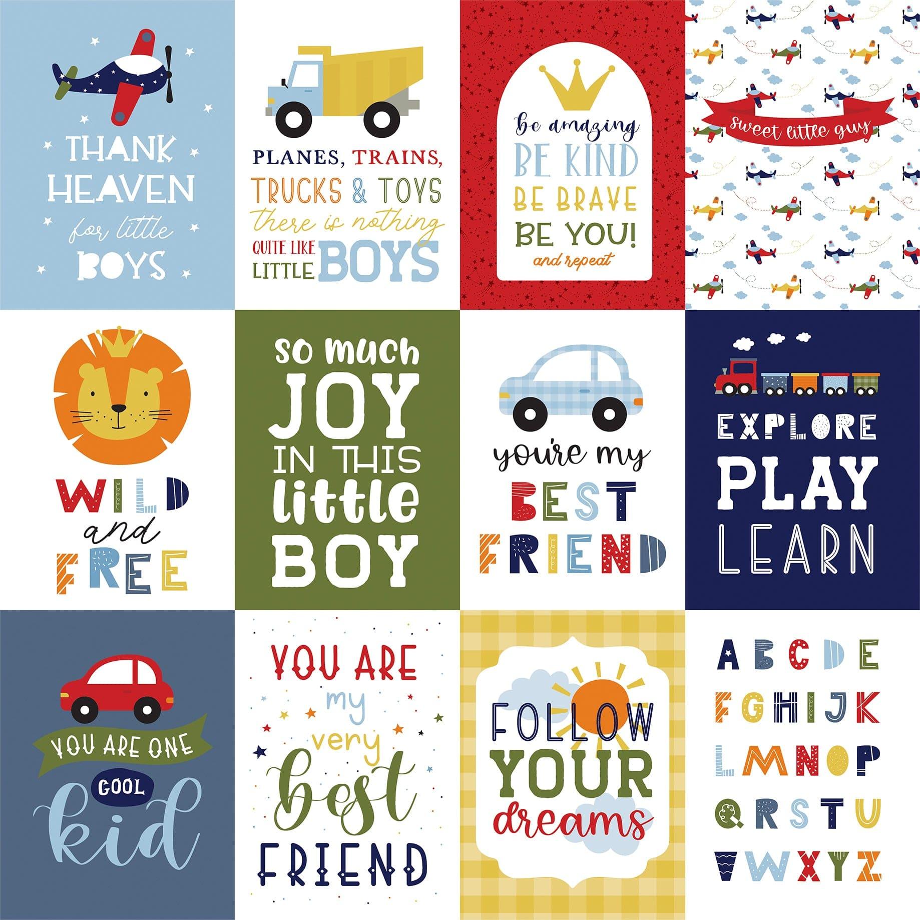 Little Dreamer Boy Collection 3 x 4 Journaling Cards 12 x 12 Double-Sided Scrapbook Paper by Echo Park Paper - Scrapbook Supply Companies