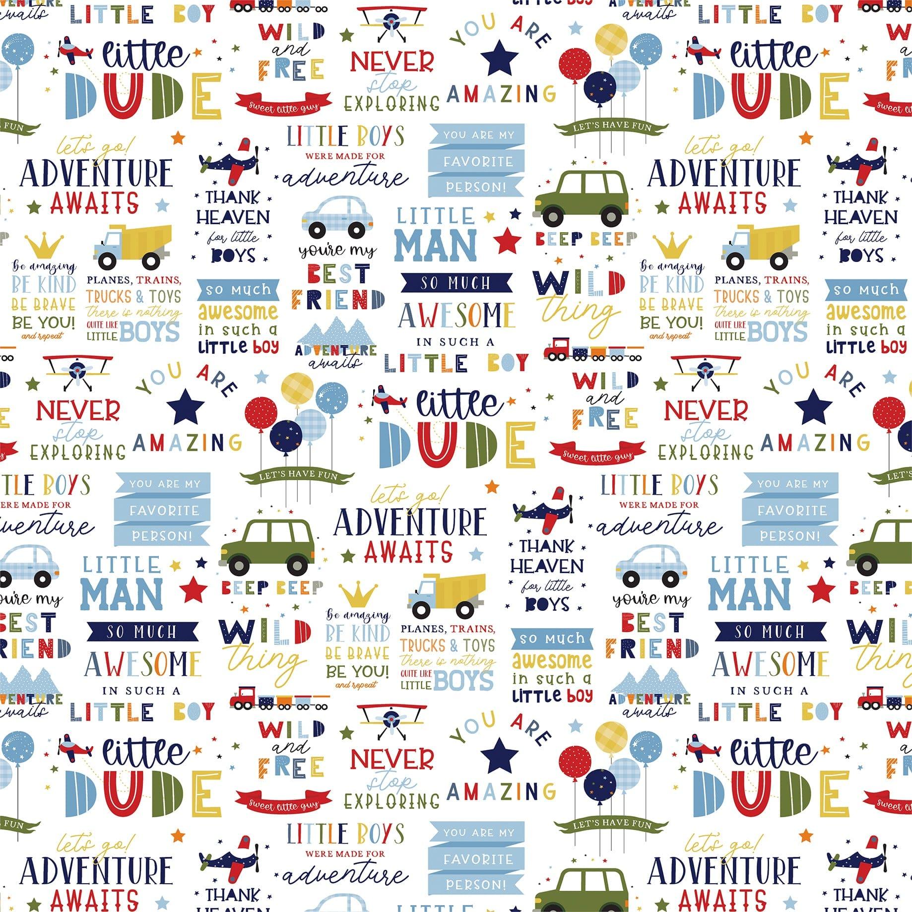 Little Dreamer Boy Collection Little Dude 12 x 12 Double-Sided Scrapbook Paper by Echo Park Paper - Scrapbook Supply Companies