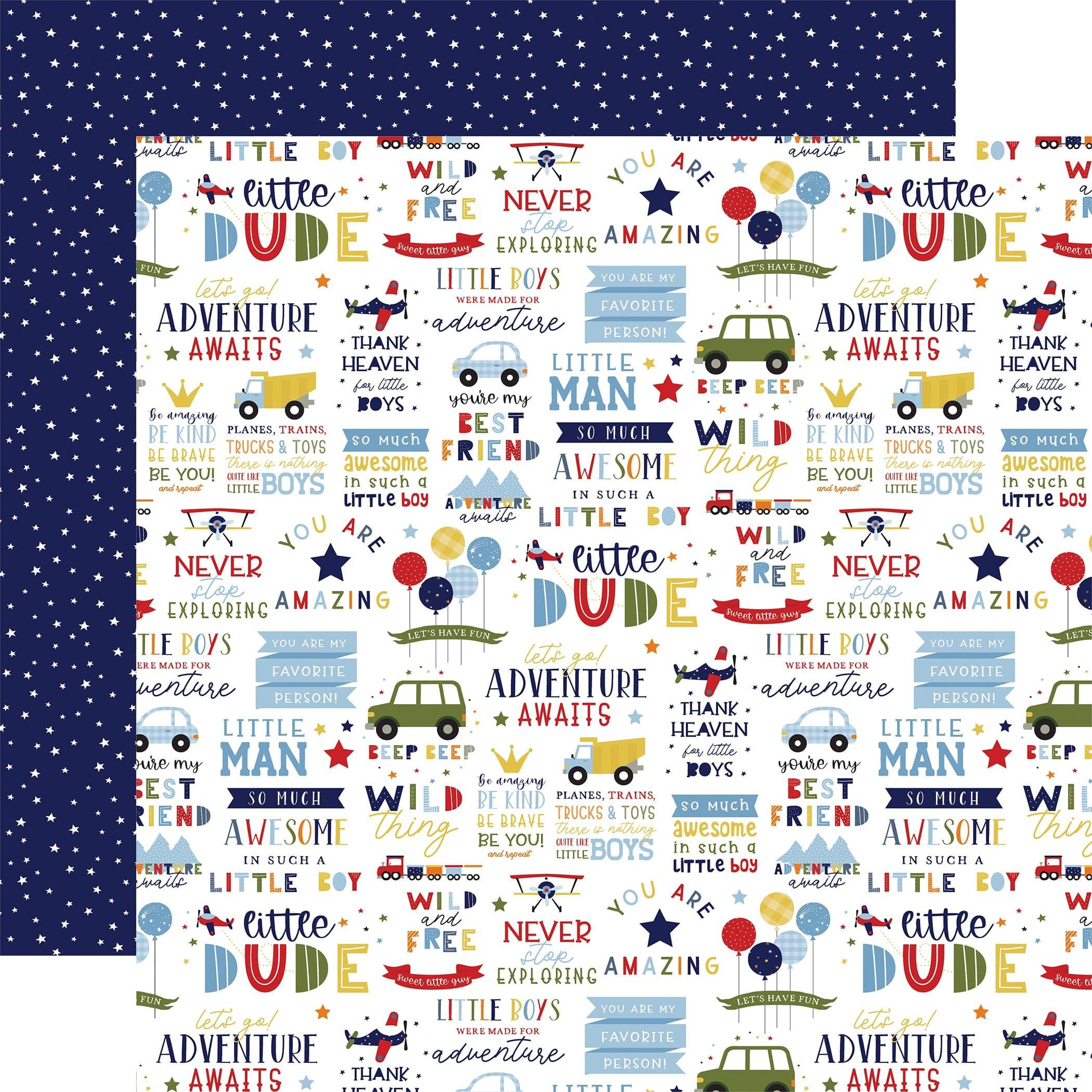 Little Dreamer Boy Collection Little Dude 12 x 12 Double-Sided Scrapbook Paper by Echo Park Paper - Scrapbook Supply Companies
