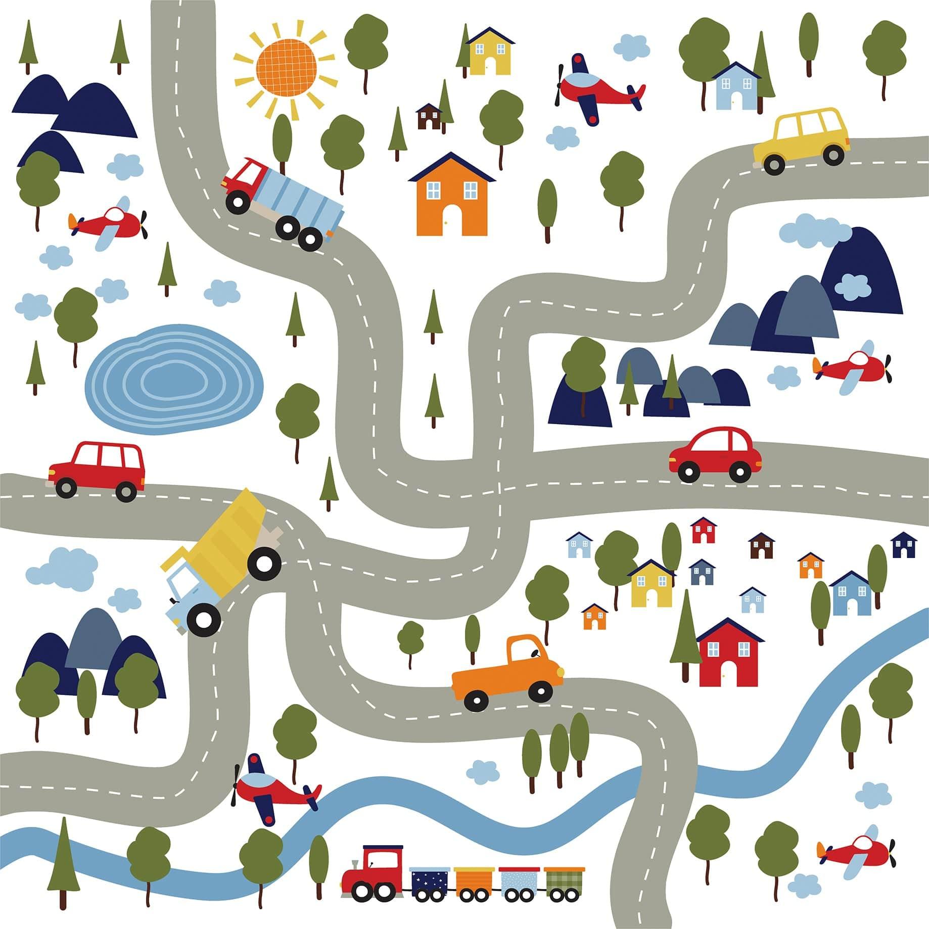 Little Dreamer Boy Collection Bumpy Roads 12 x 12 Double-Sided Scrapbook Paper by Echo Park Paper - Scrapbook Supply Companies
