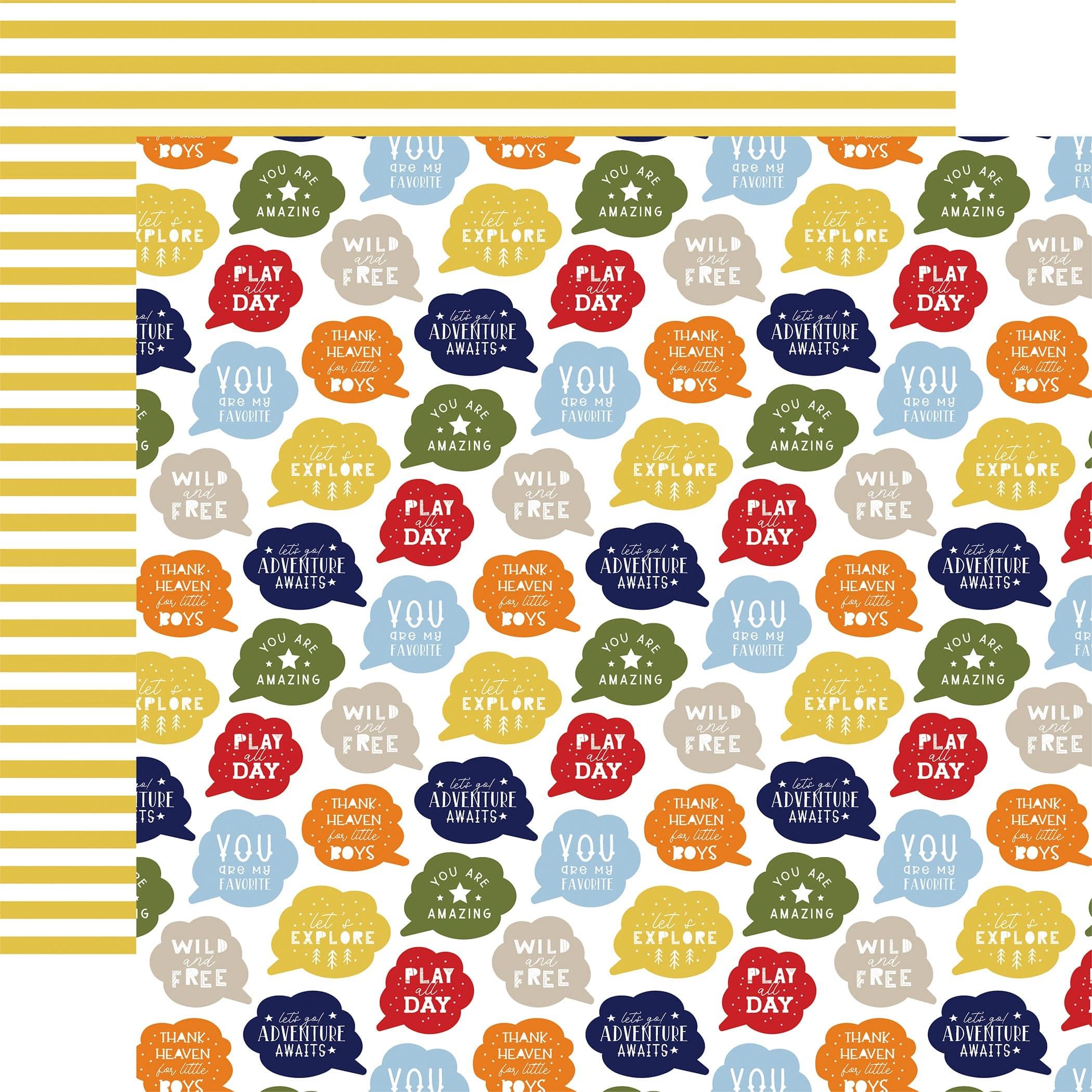 Little Dreamer Boy Collection Play All Day 12 x 12 Double-Sided Scrapbook Paper by Echo Park Paper - Scrapbook Supply Companies