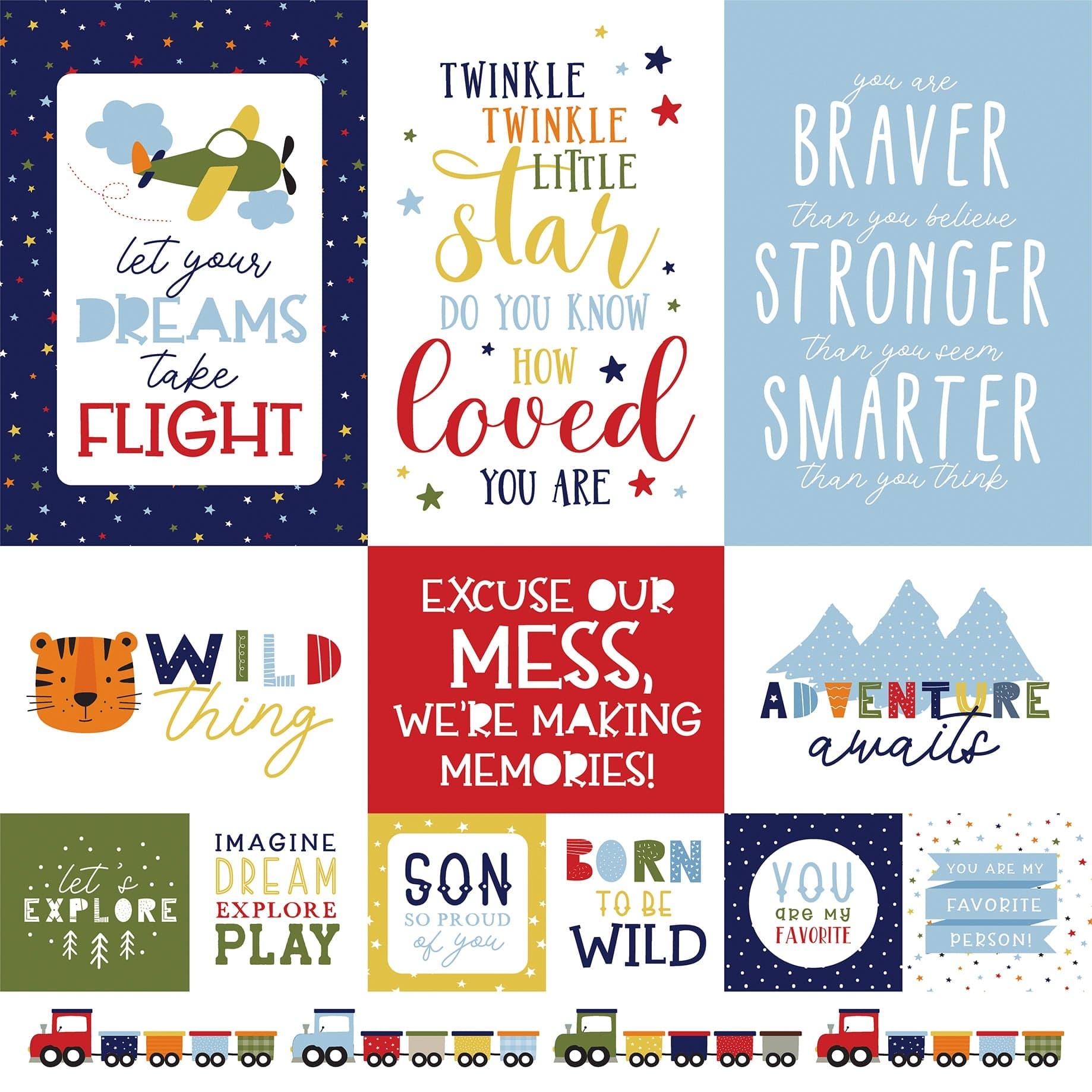 Little Dreamer Boy Collection Multi Journaling Cards 12 x 12 Double-Sided Scrapbook Paper by Echo Park Paper - Scrapbook Supply Companies