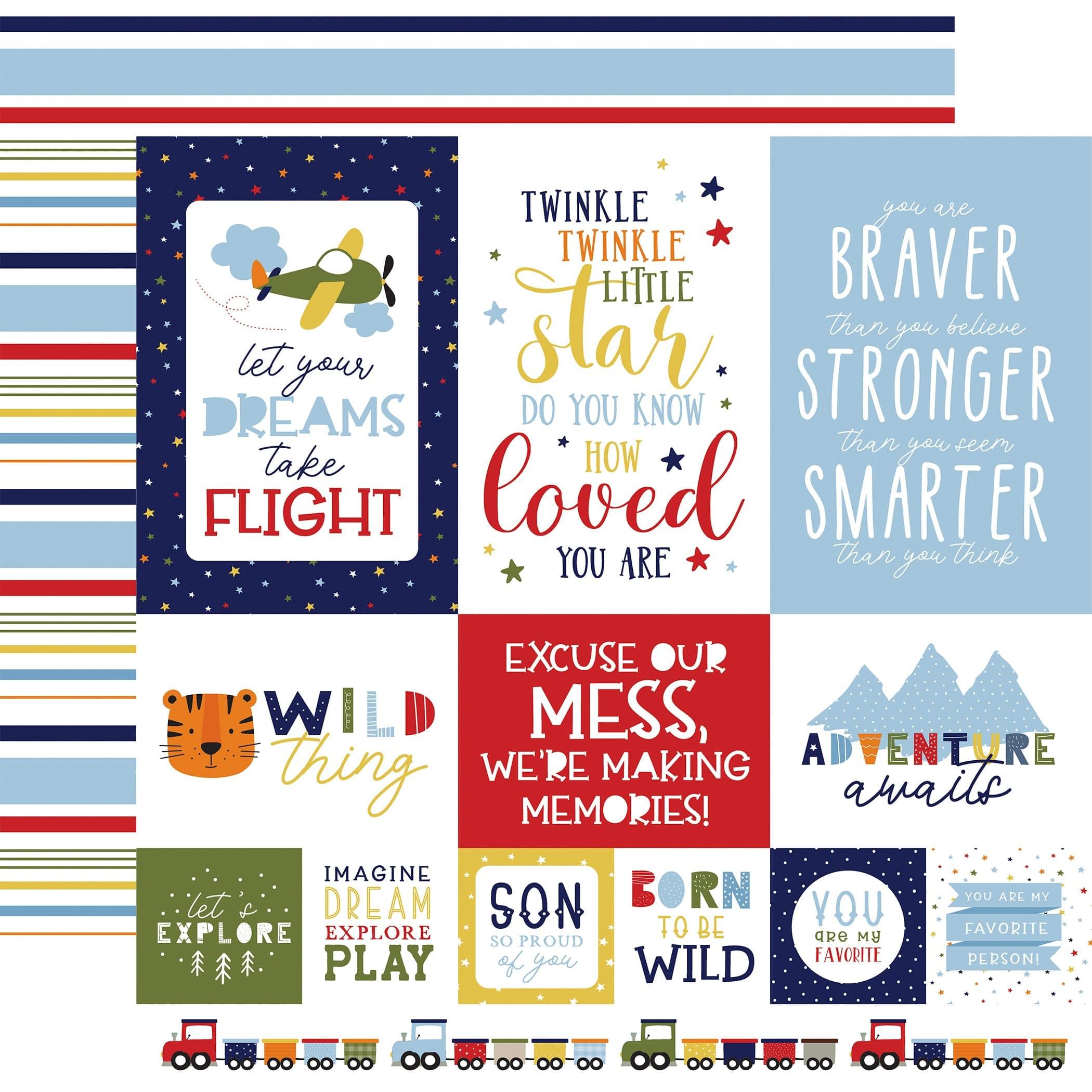 Little Dreamer Boy Collection Multi Journaling Cards 12 x 12 Double-Sided Scrapbook Paper by Echo Park Paper