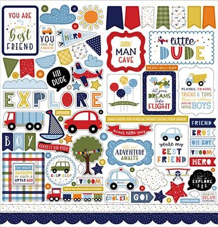 Little Dreamer Boy Collection 12 x 12 Scrapbook Sticker Sheet by Echo Park Paper - Scrapbook Supply Companies