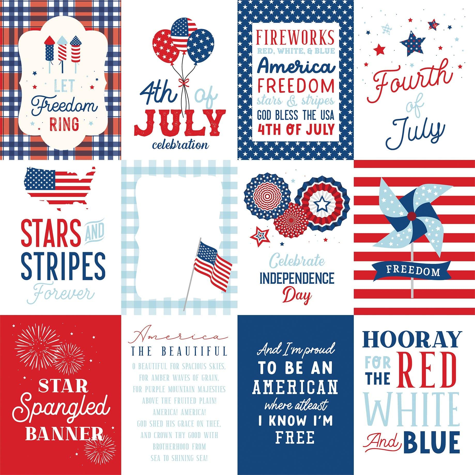 Let Freedom Ring Collection 3 x 4 Journaling Cards 12 x 12 Double-Sided Scrapbook Paper by Echo Park Paper - Scrapbook Supply Companies