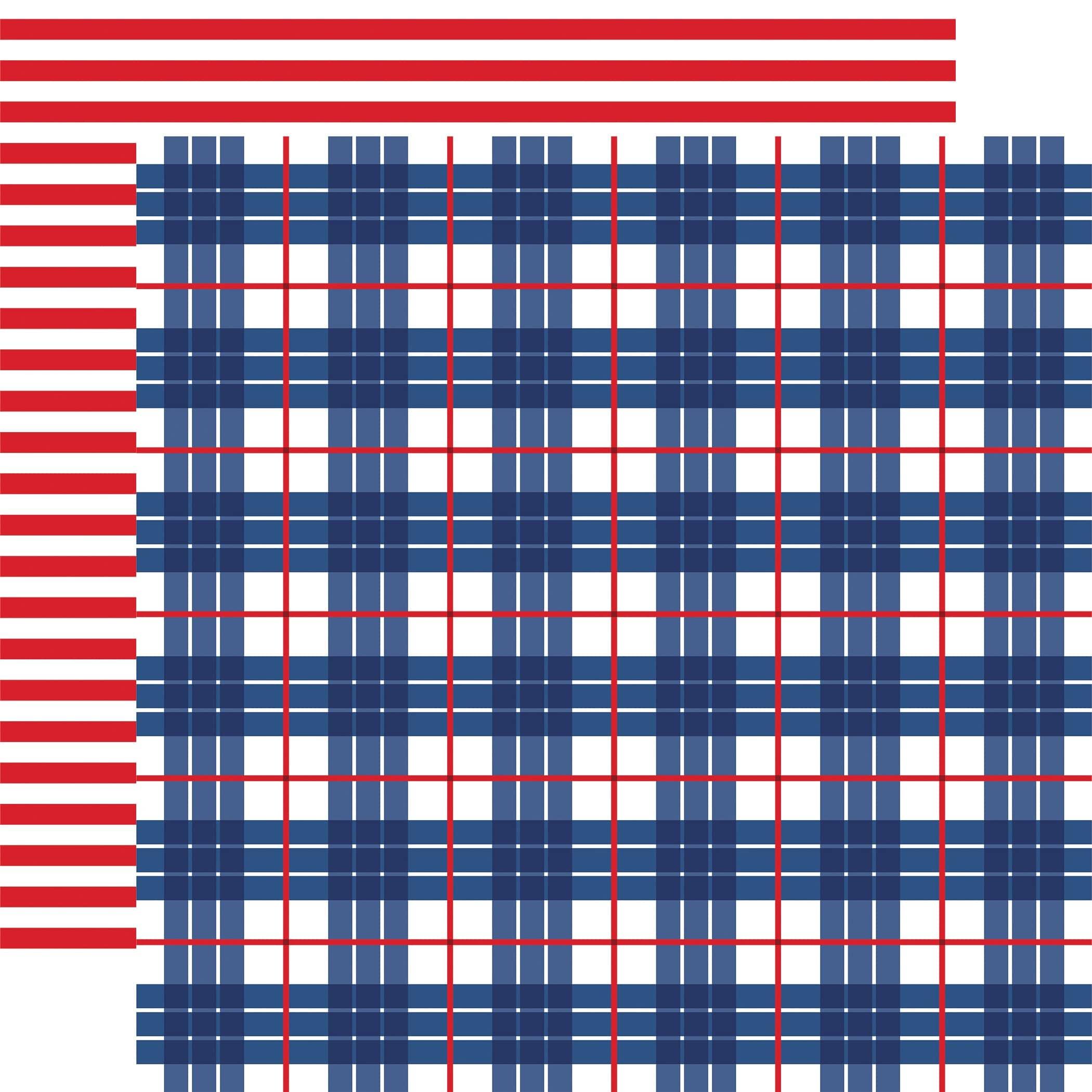 Let Freedom Ring Collection Patriotic Plaid 12 x 12 Double-Sided Scrapbook Paper by Echo Park Paper - Scrapbook Supply Companies