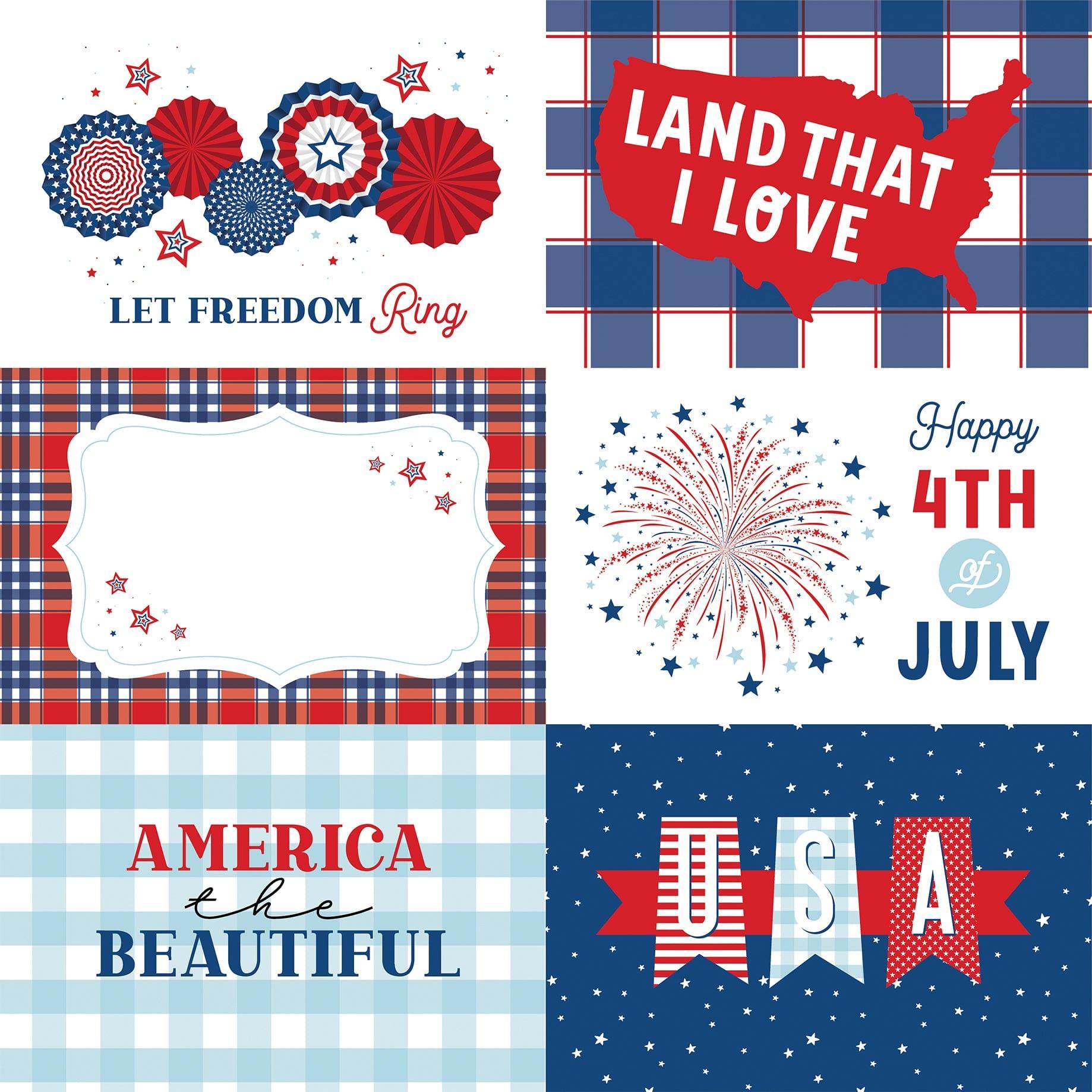 Let Freedom Ring Collection 6 x 4 Journaling Cards 12 x 12 Double-Sided Scrapbook Paper by Echo Park Paper - Scrapbook Supply Companies