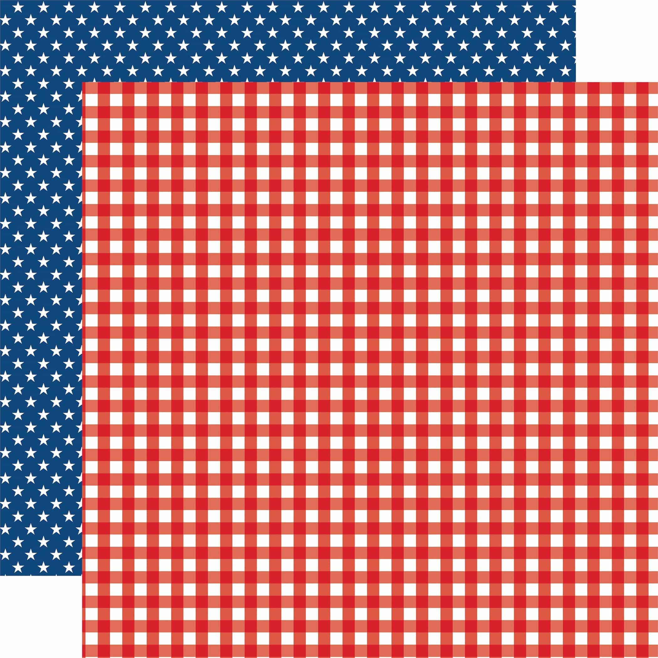 Let Freedom Ring Collection Picnic Plaid 12 x 12 Double-Sided Scrapbook Paper by Echo Park Paper