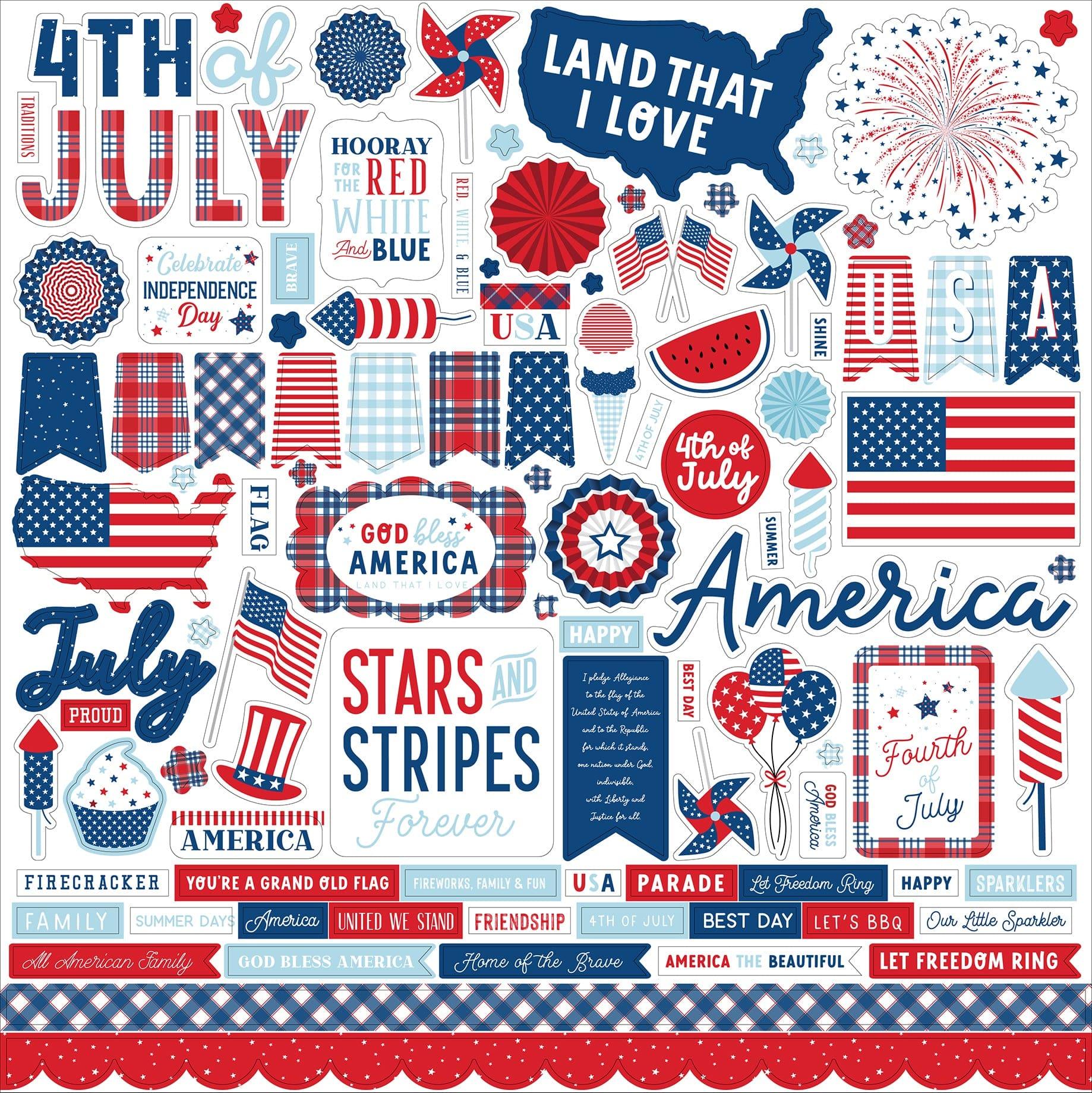 Let Freedom Ring Collection 12 x 12 Double-Sided Scrapbook Paper Kit & Sticker Sheet by Echo Park Paper - 13 Pieces - Scrapbook Supply Companies