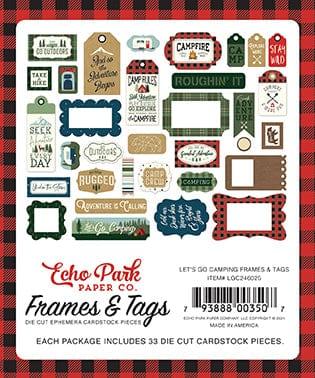 Let's Go Camping Collection 5 x 5 Scrapbook Tags & Frames Die Cuts by Echo Park Paper - Scrapbook Supply Companies