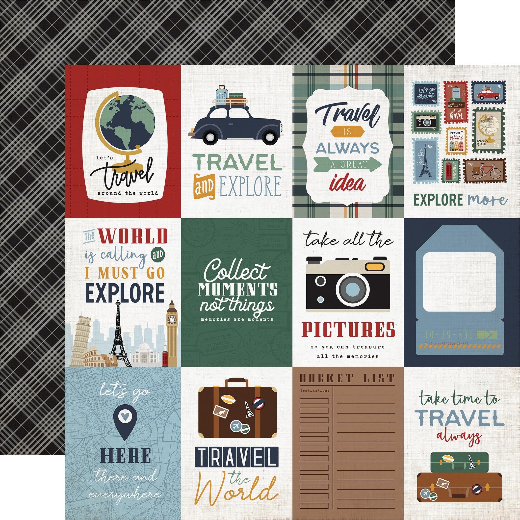 Let's Go Travel Collection 3x4 Journaling Cards 12 x 12 Double-Sided Scrapbook Paper by Echo Park Paper