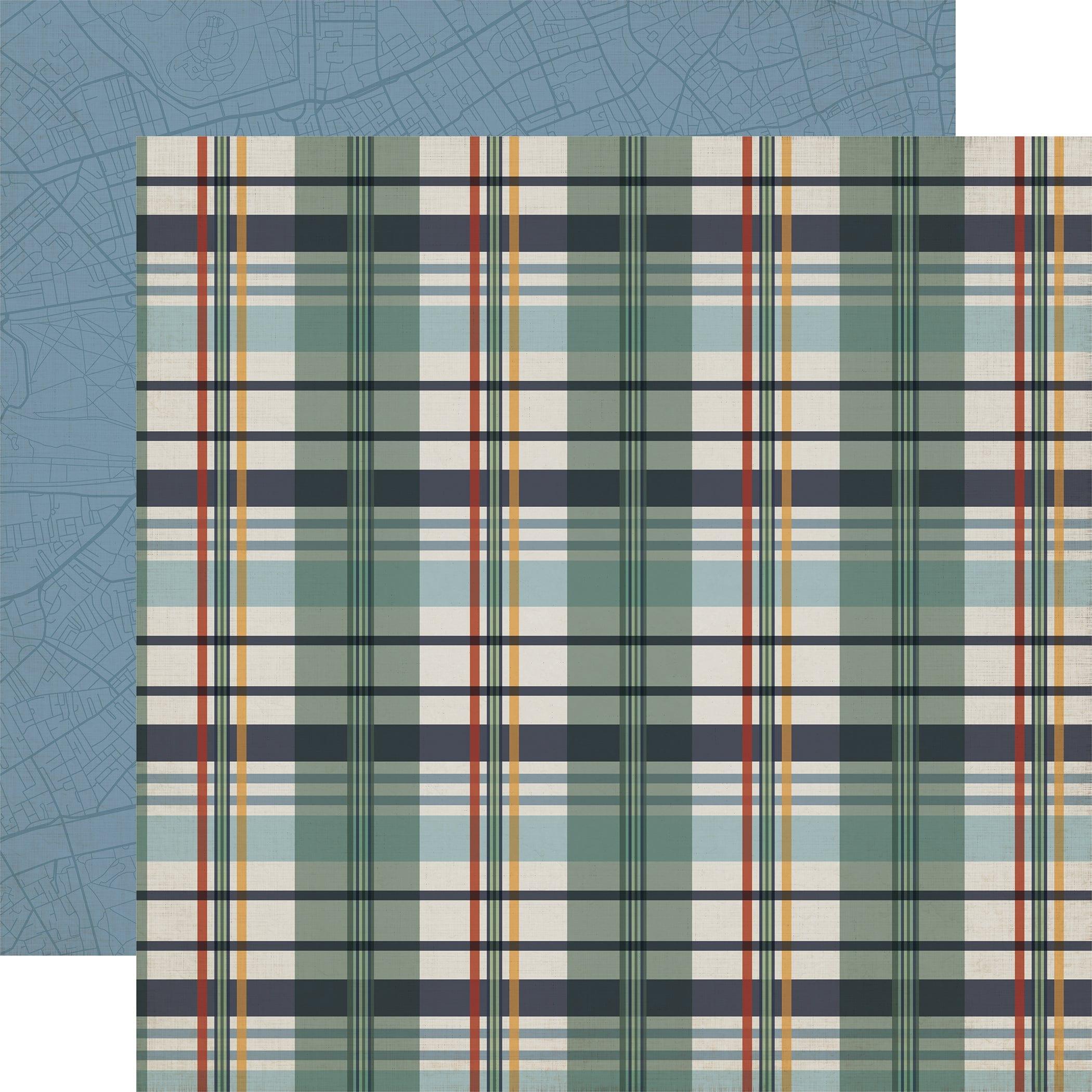 Let's Go Travel Collection Passenger Plaid 12 x 12 Double-Sided Scrapbook Paper by Echo Park Paper