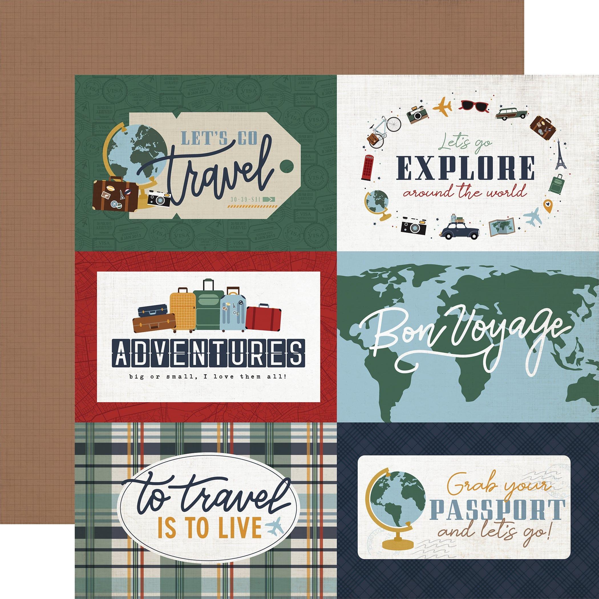 Let's Go Travel Collection 6x4 Journaling Cards 12 x 12 Double-Sided Scrapbook Paper by Echo Park Paper