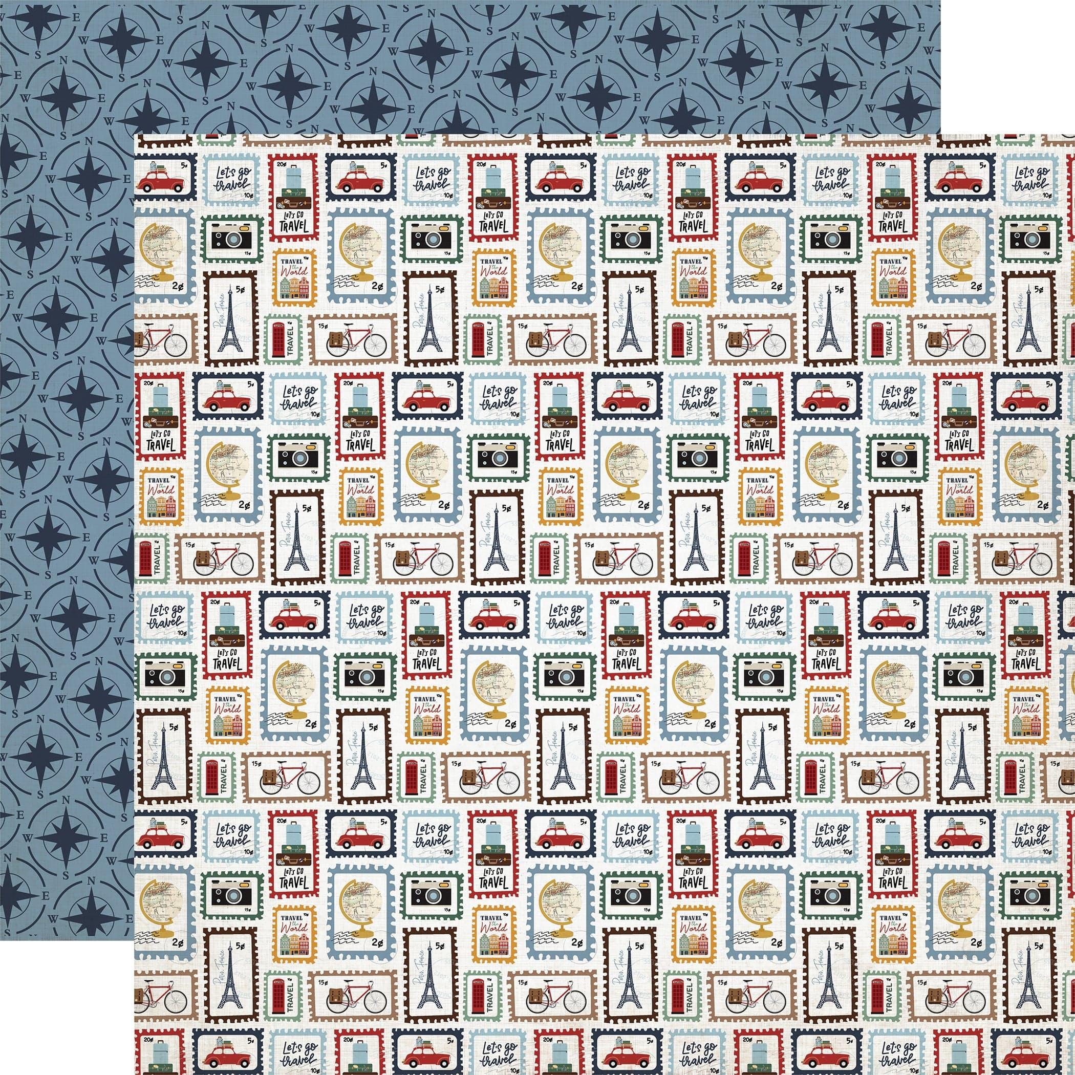 Let's Go Travel Collection Travel The World 12 x 12 Double-Sided Scrapbook Paper by Echo Park Paper