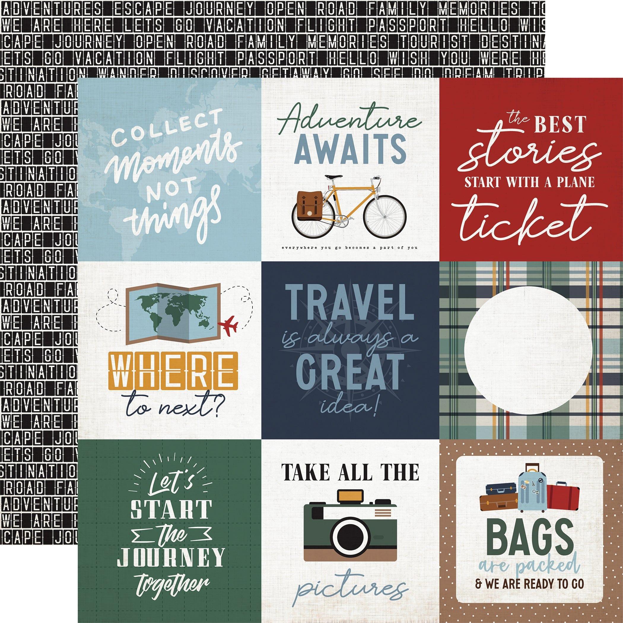 Let's Go Travel Collection 4x4 Journaling Cards 12 x 12 Double-Sided Scrapbook Paper by Echo Park Paper