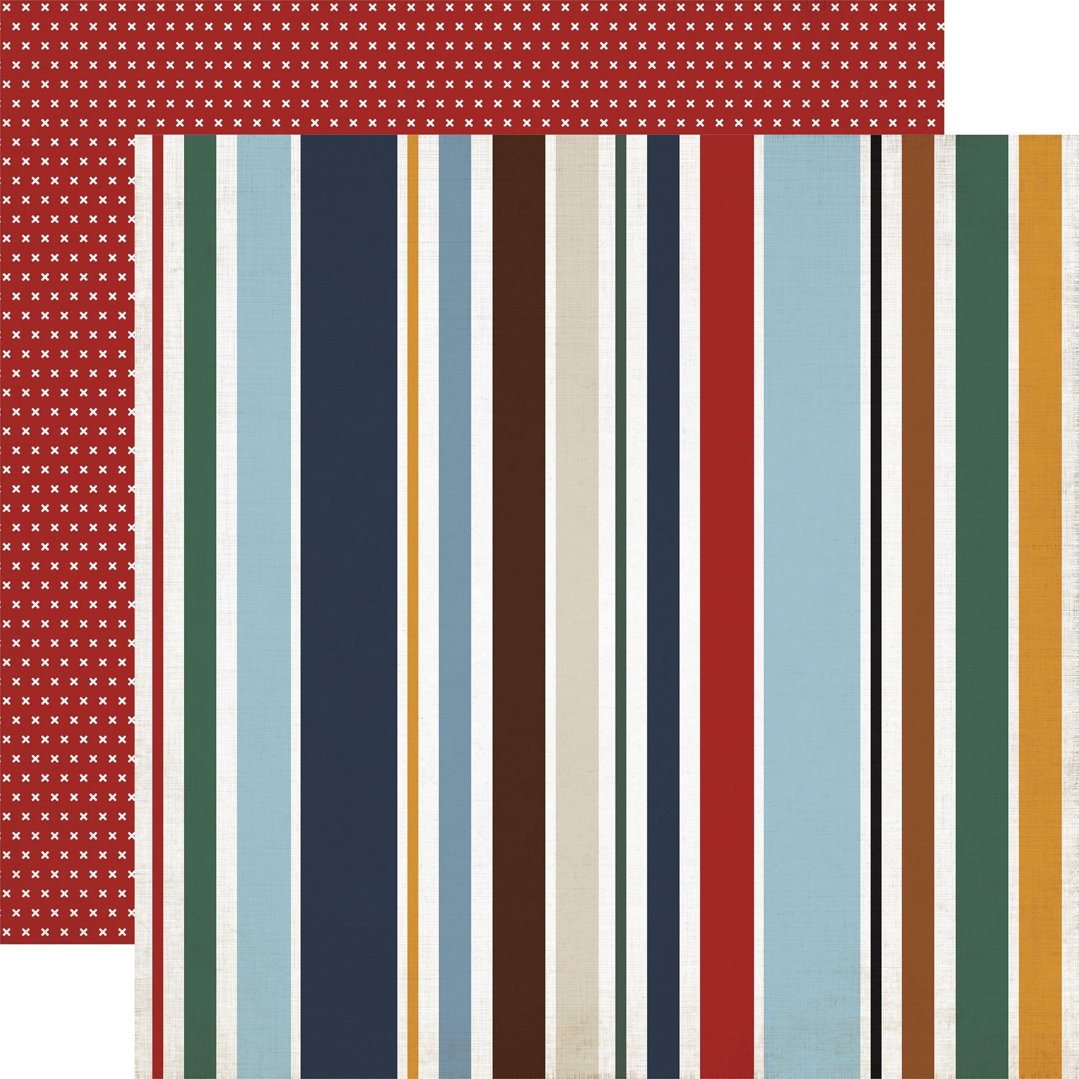 Let's Go Travel Collection Go See Do Stripes 12 x 12 Double-Sided Scrapbook Paper by Echo Park Paper