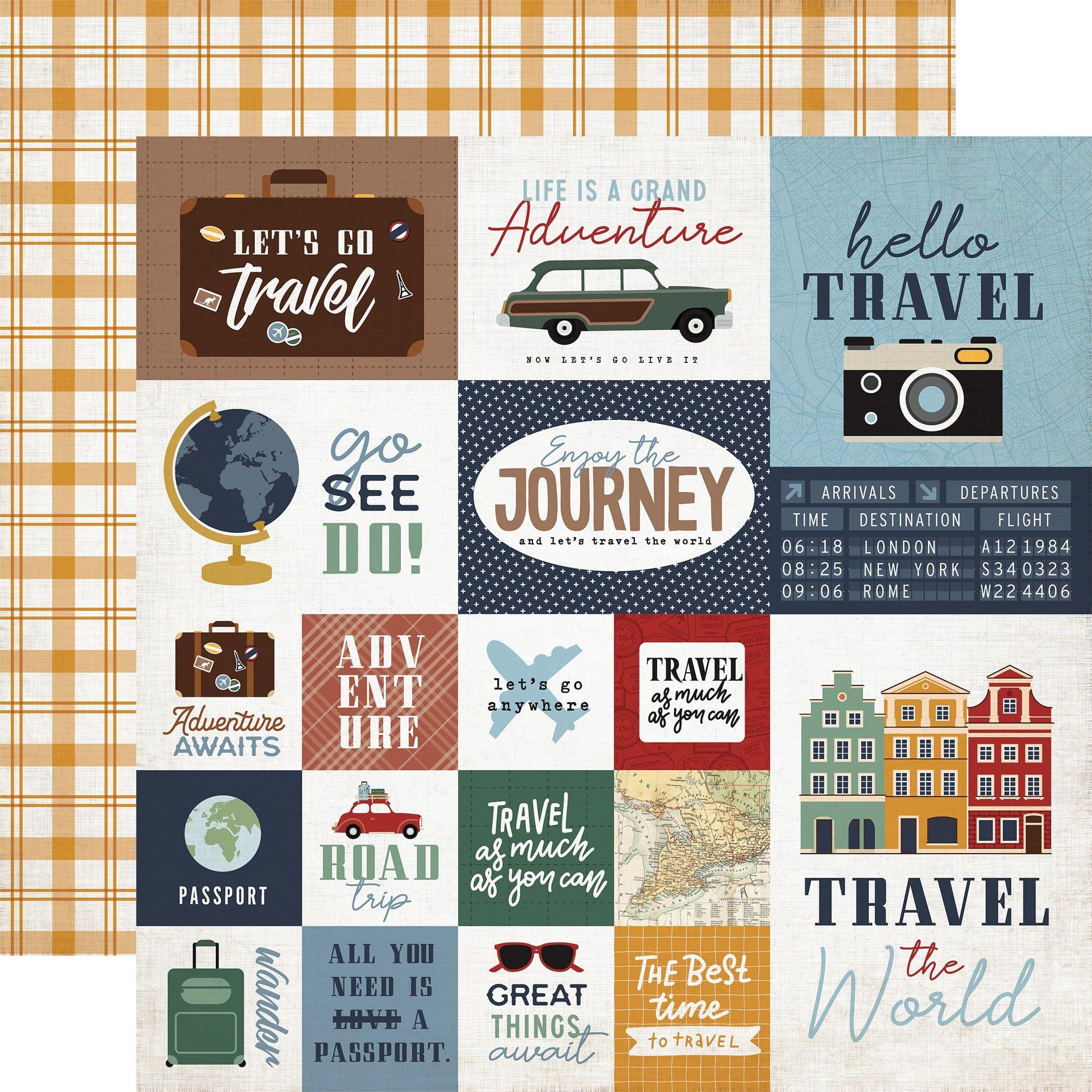 Let's Go Travel Collection Multi Journaling Cards 12 x 12 Double-Sided Scrapbook Paper by Echo Park Paper