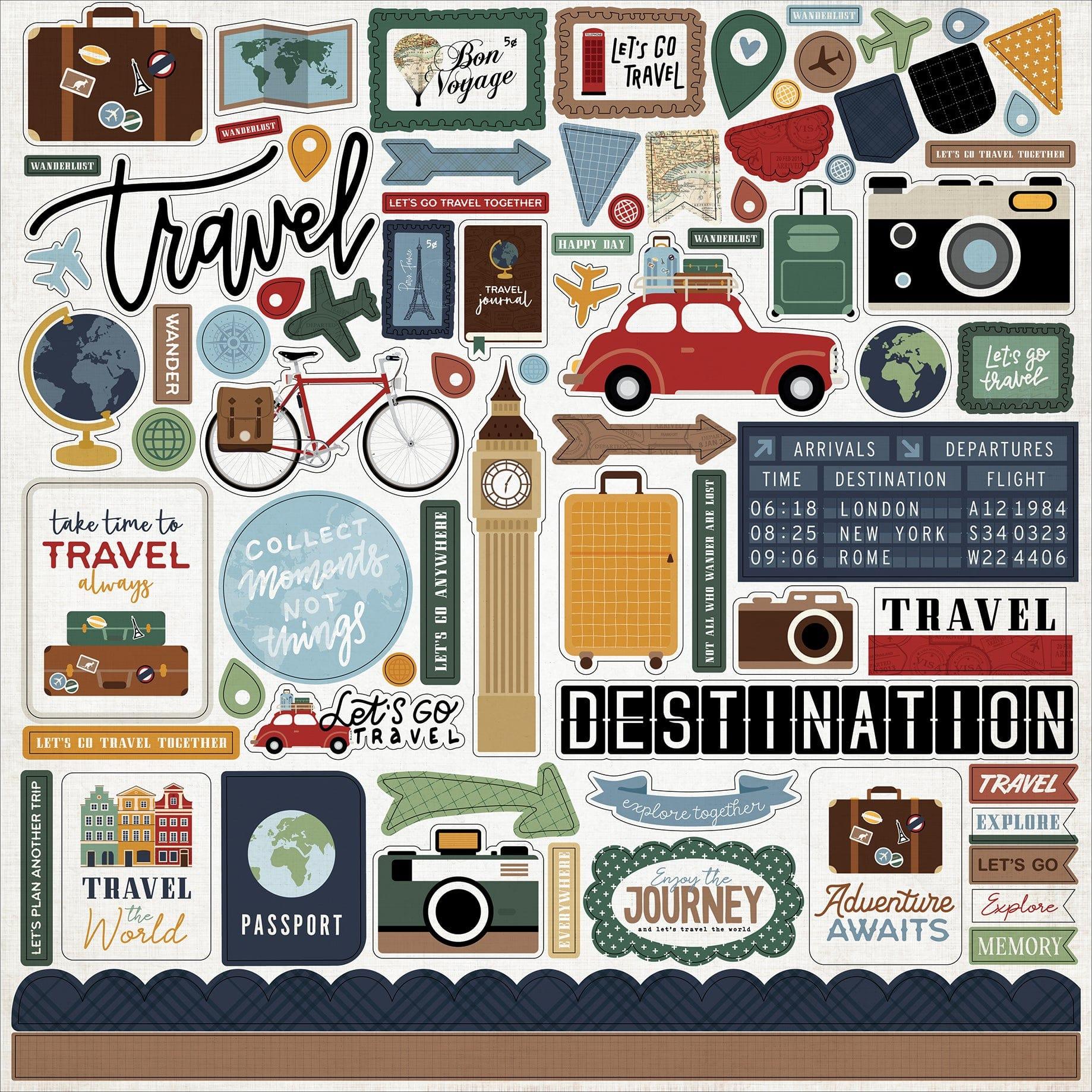 Let's Go Travel Collection 12 x 12 Scrapbook Sticker Sheet by Echo Park Paper