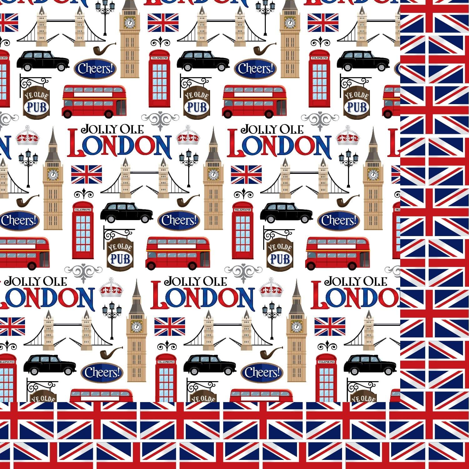  Jolly Ole London 12 x 12 Scrapbook Paper & Embellishment Kit by SSC Designs - Scrapbook Supply Companies