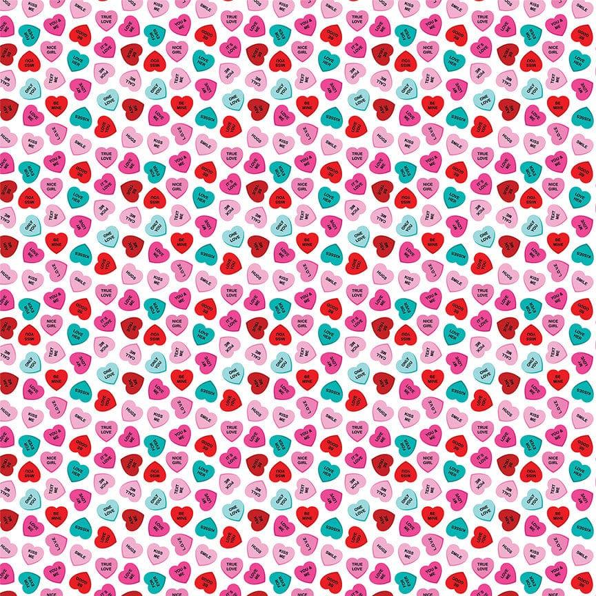 Tulla & Norbert's Love Story Collection Candy Hearts 12 x 12 Double-Sided Scrapbook Paper by Photo Play Paper - Scrapbook Supply Companies