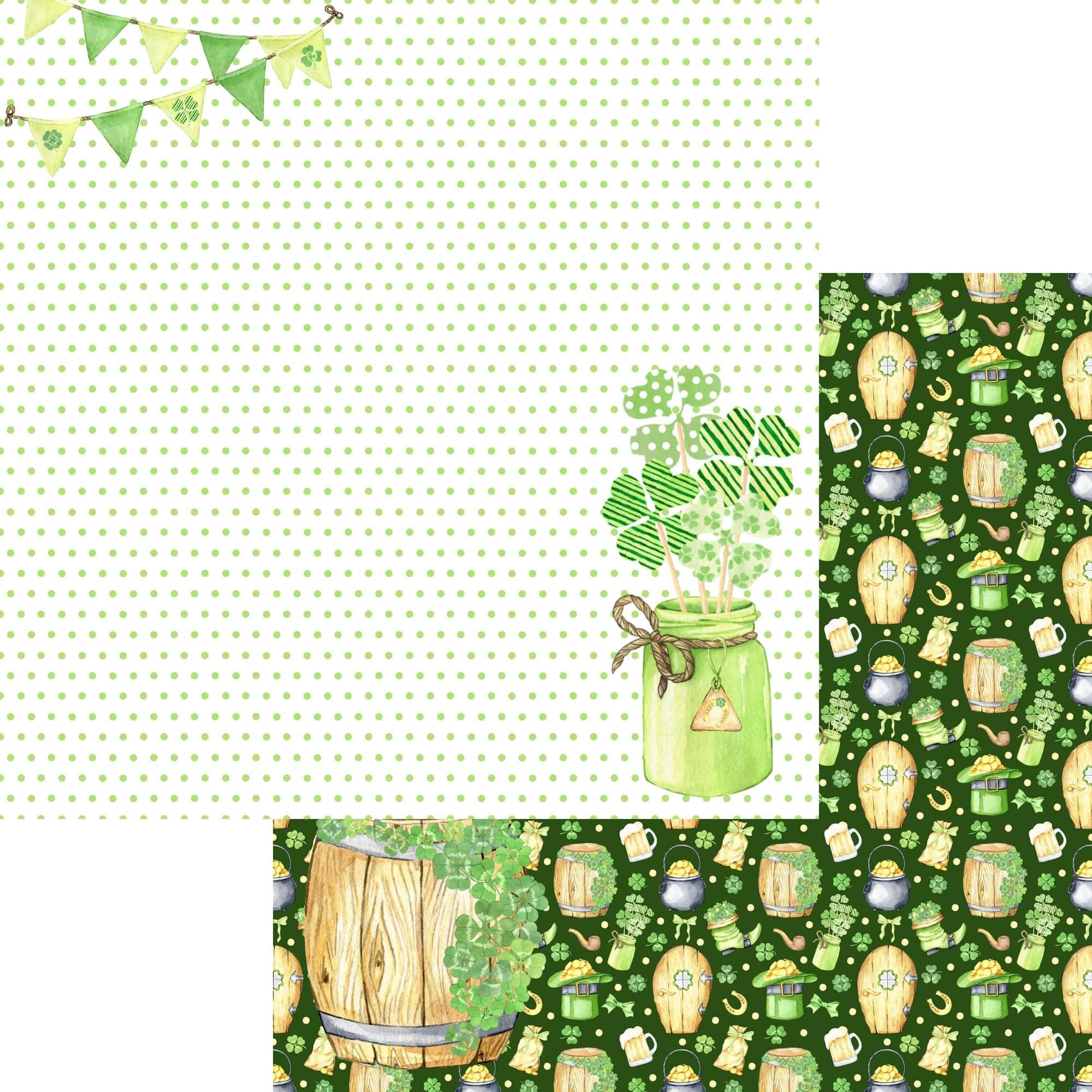 Lucky Leprechauns Collection Clovers 12 x 12 Double-Sided Scrapbook Paper by SSC Designs