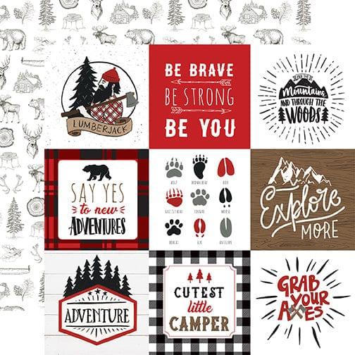 Let's Lumberjack Collection 4x4 Journaling Cards 12 x 12 Double-Sided Scrapbook Paper by Echo Park Paper