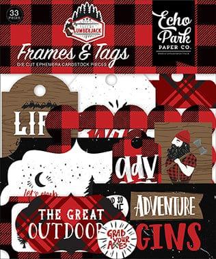 Let's Lumberjack Collection 5 x 5 Frames & Tags Die Cut Scrapbook Embellishments by Echo Park Paper - Scrapbook Supply Companies