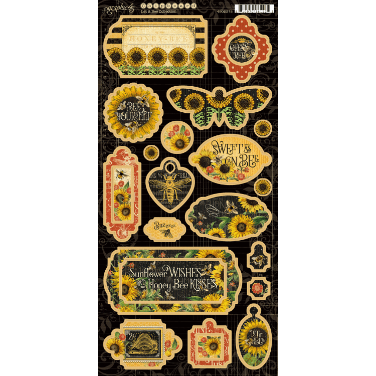 Let It Bee Collection 6 x 12 Chipboard Die Cuts by by Graphic 45 - Scrapbook Supply Companies