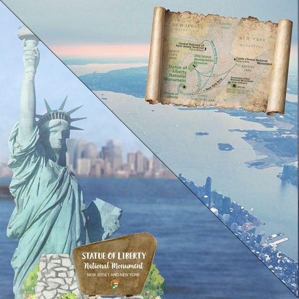 National Park Collection New York National Monument Statue of Liberty 12 x 12 Double-Sided Scrapbook Paper by Scrapbook Customs - Scrapbook Supply Companies